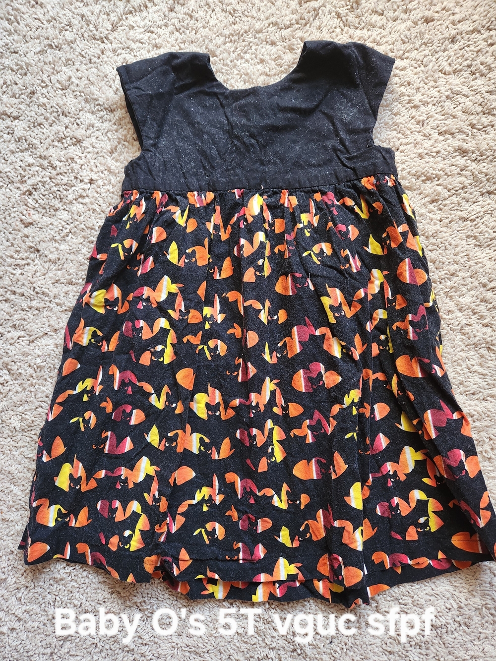 Black & Orange Halloween Fox Print Dress - 5T